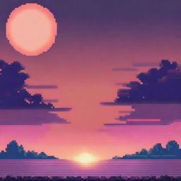 A high-quality pixel art representation of a sunset