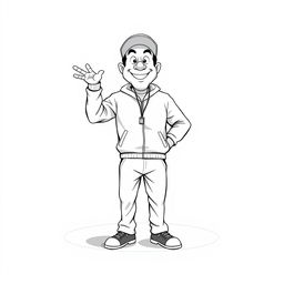 A nonrealistic black and white representation of a sports teacher standing on a pitch, emphasizing a predominantly white composition