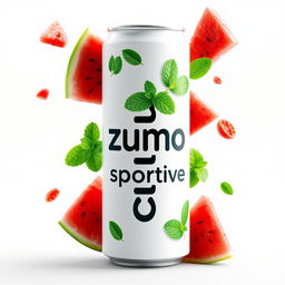 A white can design featuring the "zumo Sportive" brand name printed vertically in a stylish, bold font