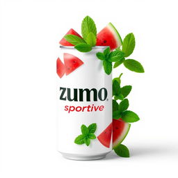 A white can design featuring the "zumo Sportive" brand name printed vertically in a stylish, bold font