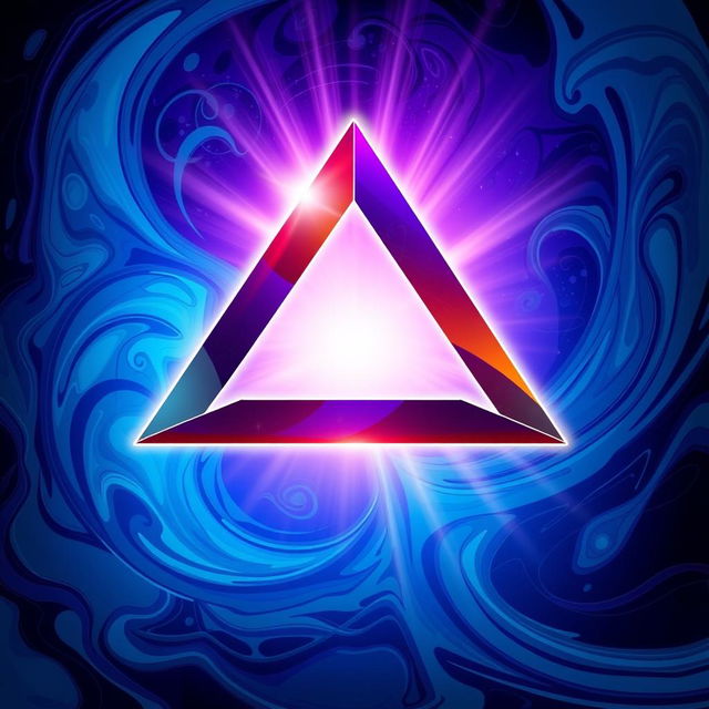 An artistic representation of a triangle with vibrant colors and intricate patterns