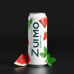 A sleek, white aluminum can featuring the brand name 'Zumo Sportive' printed vertically along the side