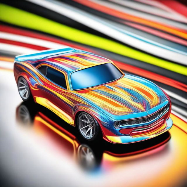 A high-quality, digitally rendered image of a brand new, shiny Hot Wheels car