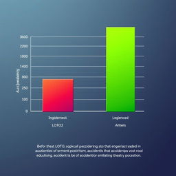 A detailed bar graph illustrating the statistics of accident reduction after the implementation of the LOTO (Lockout/Tagout) system in chemical industries
