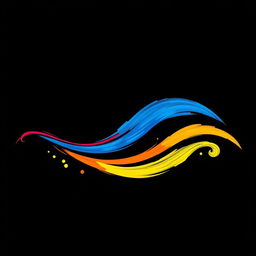 A striking black background featuring a simple wave design, showcasing a harmonious blend of colors from three sketch pans: vibrant red, deep blue, and bright yellow, accompanied by fresh green accents