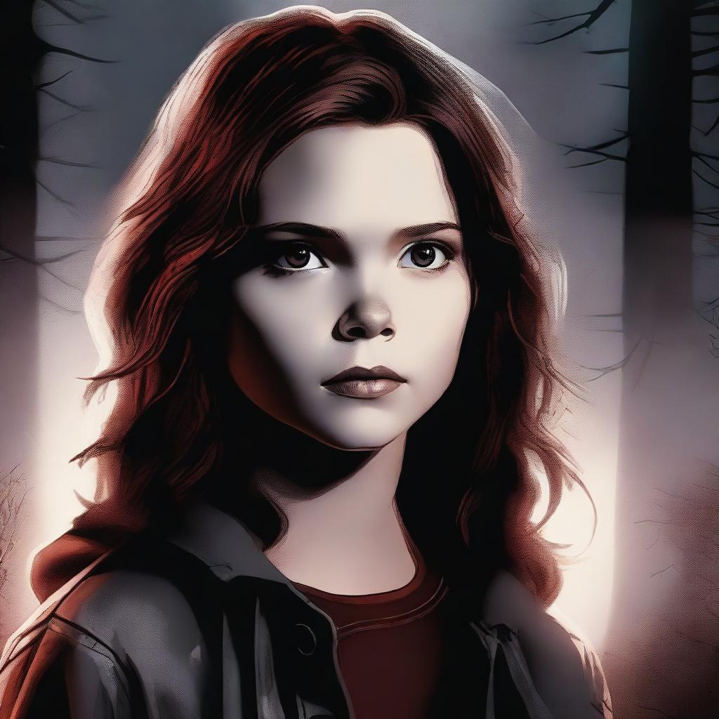 A compelling digital art image features a 16-year-old girl, the daughter of Sam Winchester and Ruby (Genevieve's portrayal)