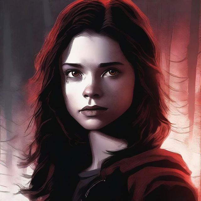 A compelling digital art image features a 16-year-old girl, the daughter of Sam Winchester and Ruby (Genevieve's portrayal)