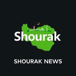 A sleek and modern profile picture for an Iranian news channel named 'Shourak News