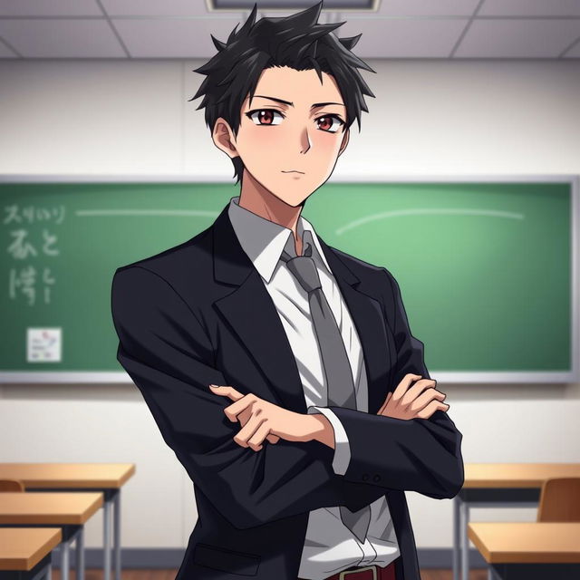 Ayanokoji Kiyotaka, a young male character, with short black hair and sharp, intelligent features