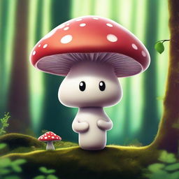 A whimsical and captivating digital art image of a mushroom character with a body