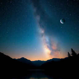 A breathtaking view of a night sky filled with twinkling stars, showcasing the Milky Way galaxy stretching across the canvas