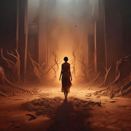 A scene from a story embodying Maya Angelou's poem 'Still I Rise', shown in the style of Makoto Shinkai. Display a figure rising from the dirt against a background of bitter, twisted lies etched into history.