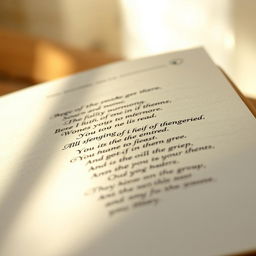 A close-up image of a single sheet of paper from an open book, beautifully written in elegant calligraphy