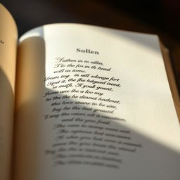 A close-up image of a single sheet of paper from an open book, beautifully written in elegant calligraphy