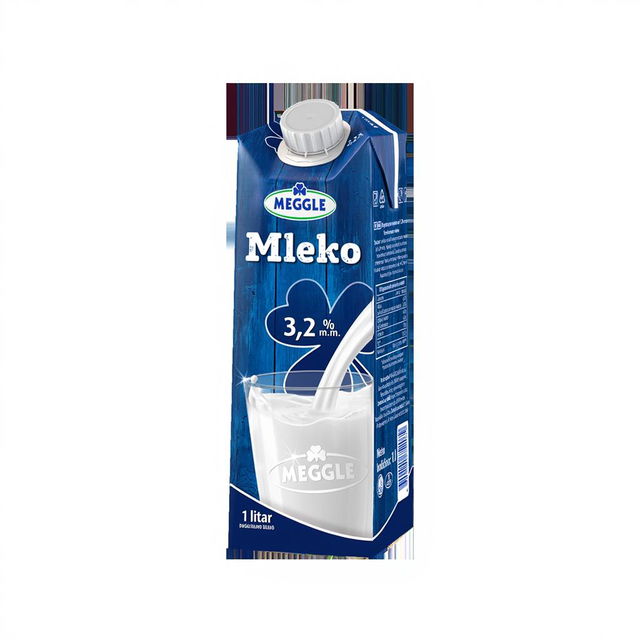 A stylish New Year advertisement featuring a MEGGLE milk carton prominently displayed