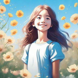 A high-quality digital art image of a young girl