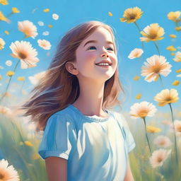 A high-quality digital art image of a young girl