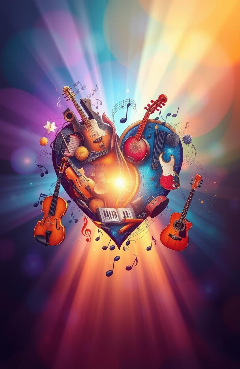 A beautiful and evocative illustration capturing the essence of a musician’s heart