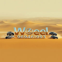 The name 'Wael' displayed prominently in a large, clear font at the center of a vast desert landscape, with the name '96946993' positioned below it in a similarly large, clear font
