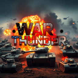 The words 'War Thunder' prominently displayed in bold, dynamic typography, with a powerful, intense design