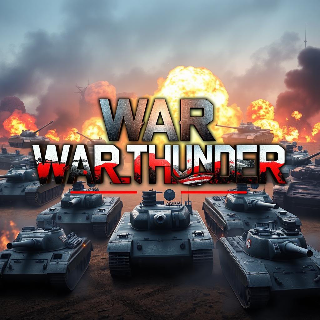 The words 'War Thunder' prominently displayed in bold, dynamic typography, with a powerful, intense design