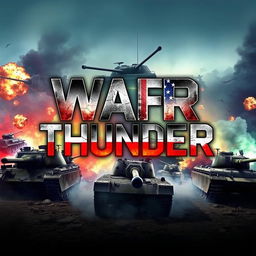 The words 'War Thunder' prominently displayed in bold, dynamic typography, with a powerful, intense design