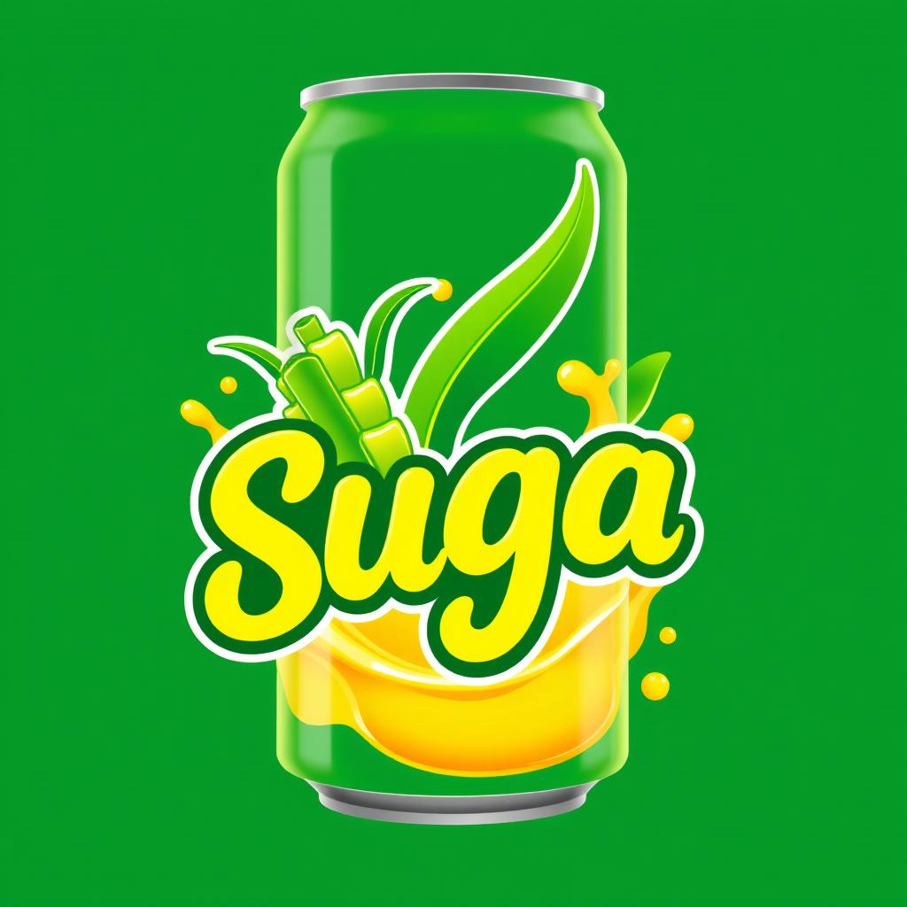 A vibrant and refreshing logo design for 'Suga', a sugarcane juice business