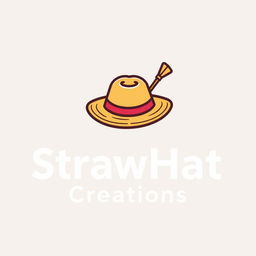 Design a square logo for an Etsy shop called 'StrawHatCreations,' intended for Instagram