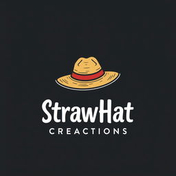 Design a square logo for an Etsy shop called 'StrawHatCreations,' intended for Instagram