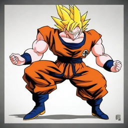 Una carta coleccionable de alta calidad al estilo Dragon Ball Z, mostrando un personaje musculoso en una pose dinámica