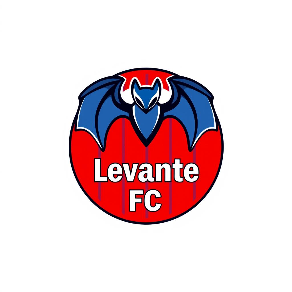 A creative concept design of the Levante FC logo featuring the iconic bat symbol prominently