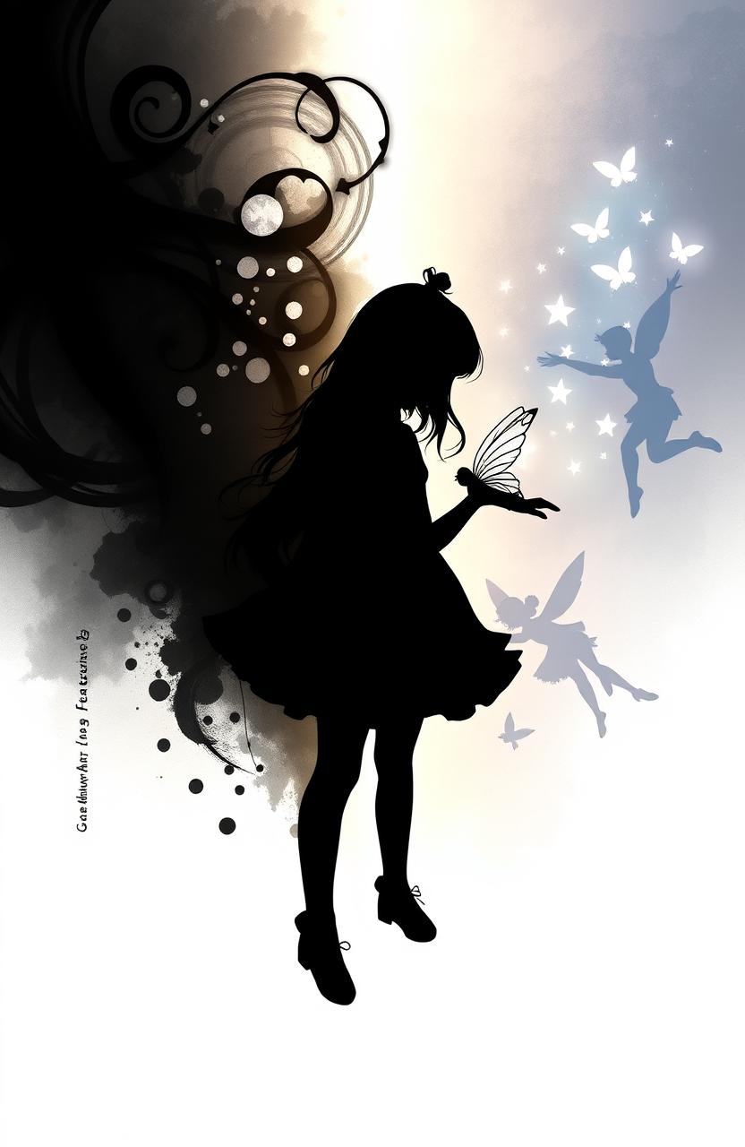 An artistic silhouette of a girl named Aleena, depicted in a split design