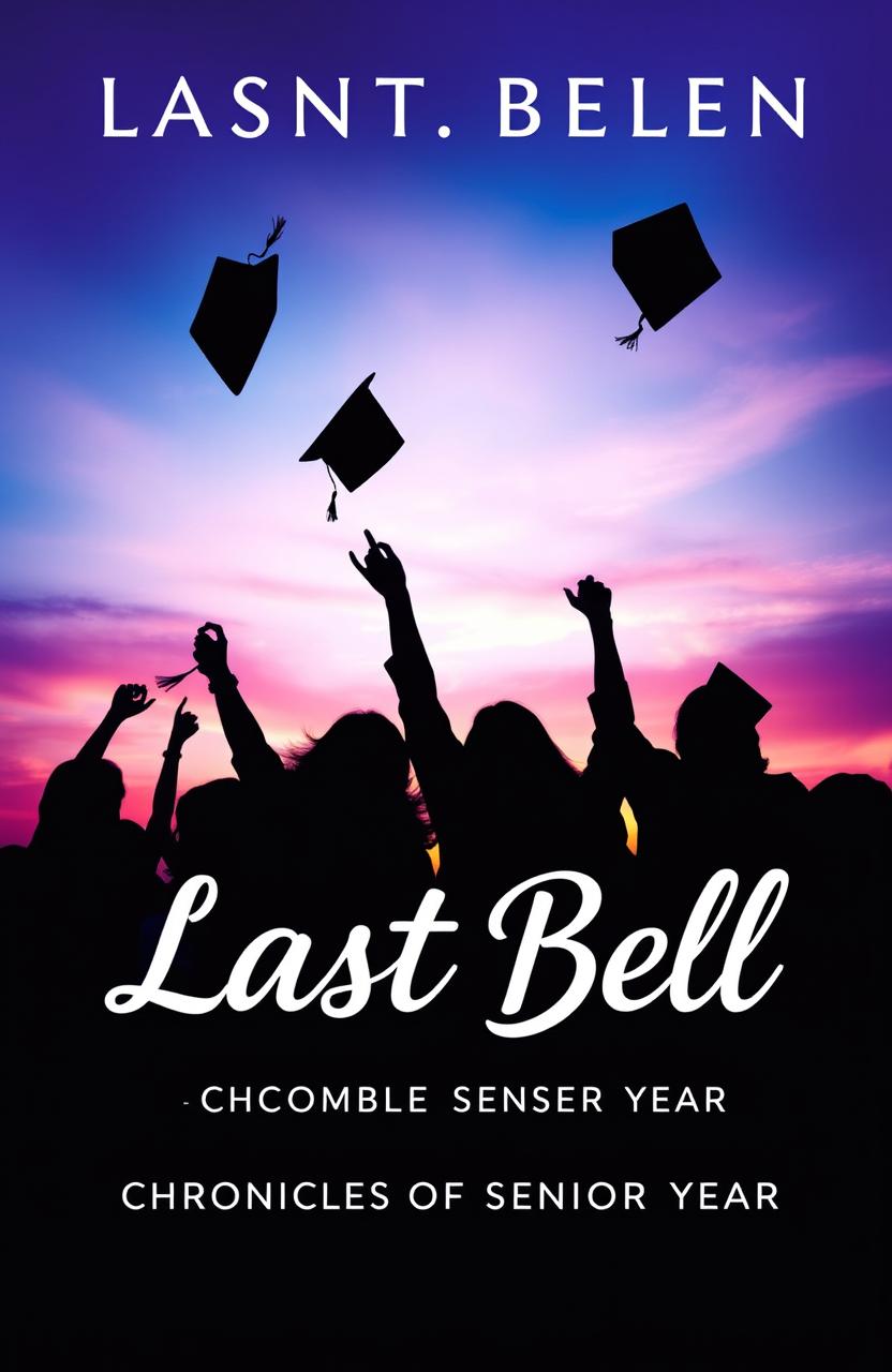 A vibrant and evocative cover for a fictional book titled 'Last Bell: Chronicles of Senior Year'