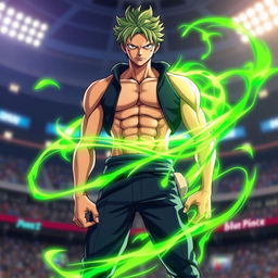 A striking image of Zoro from One Piece, transformed into a character styled like those in Blue Lock