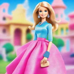 An image of Barbie, depicted in the style of a high-quality digital art