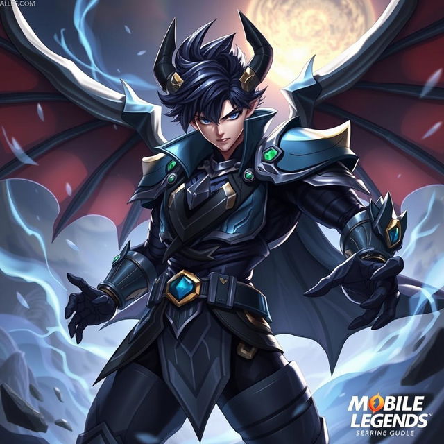 An intense depiction of Zenon from Black Clover, reimagined in the style of Julian from Mobile Legends