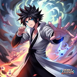 A character resembling Julian from Mobile Legends, styled as if he were in the Bleach anime universe