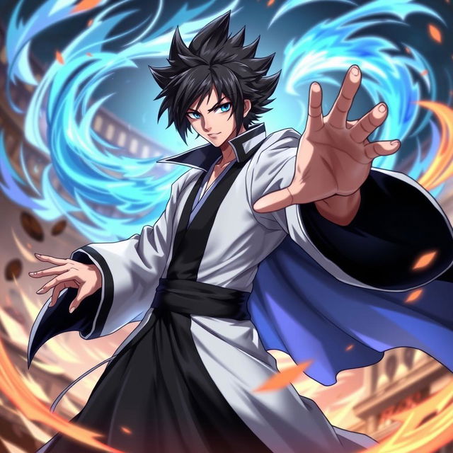 A character resembling Julian from Mobile Legends, styled as if he were in the Bleach anime universe