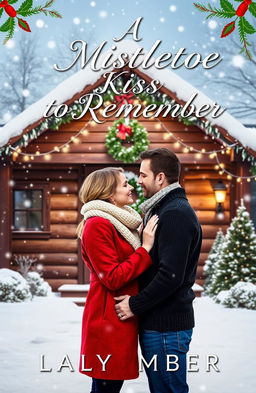 A romantic book cover for a novel titled 'A Mistletoe Kiss to Remember'