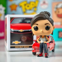 A Funko Pop figure of a 30-year-old woman with distinctive Funko-style features, including large, expressive eyes and a whimsical expression