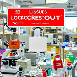 A vivid and detailed image of a laboratory filled with various laboratory equipment and instruments, showcasing a clean and organized workspace