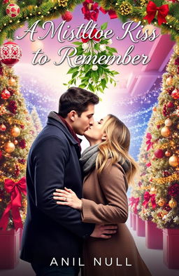 A romantic book cover for the novel titled 'A MISTLETOE KISS TO REMEMBER'