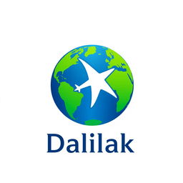 A modern and sleek logo design for a travel office named 'Dalilak'