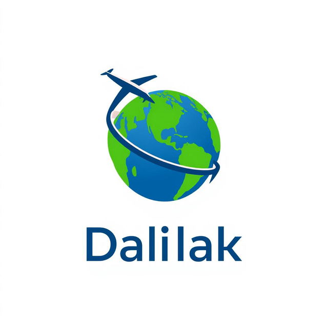 A modern and sleek logo design for a travel office named 'Dalilak'