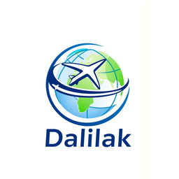 A modern and sleek logo design for a travel office named 'Dalilak'