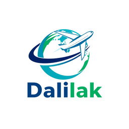A modern and sleek logo design for a travel office named 'Dalilak'
