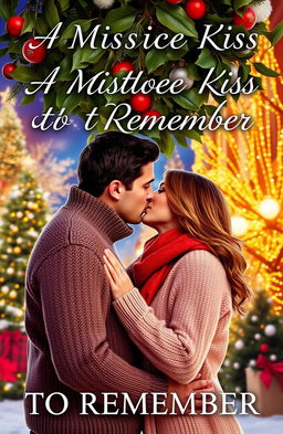 A romantic book cover for a novel titled 'A MISTLETOE KISS TO REMEMBER'