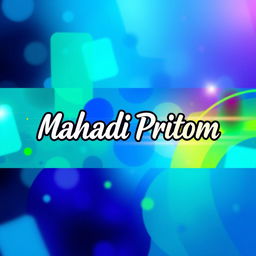 A vibrant and modern Facebook cover photo featuring the name 'Mahadi Pritom' in bold, stylish typography