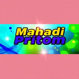 A vibrant and modern Facebook cover photo featuring the name 'Mahadi Pritom' in bold, stylish typography