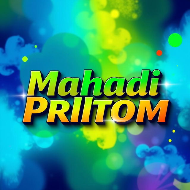 A vibrant and modern Facebook cover photo featuring the name 'Mahadi Pritom' in bold, stylish typography